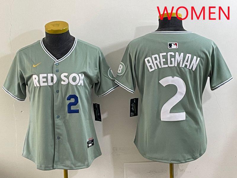 Women 2025 Boston Red Sox #2 Bregman Green Joint Name Nike MLB Jersey style 3